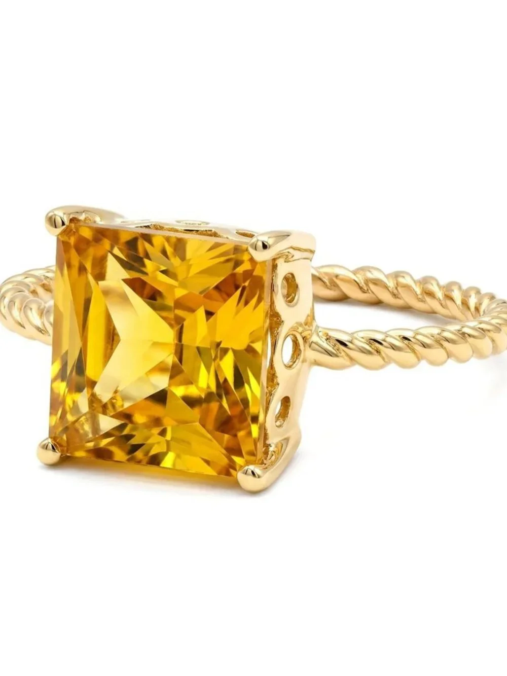 Genuine 3.85 Cts Yellow Topaz Ring Solid 10k Yellow Gold